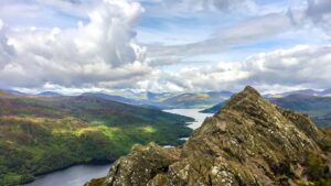 Hidden gems Loch Katrine viewed from the summit of Ben A'an in the Trossachs