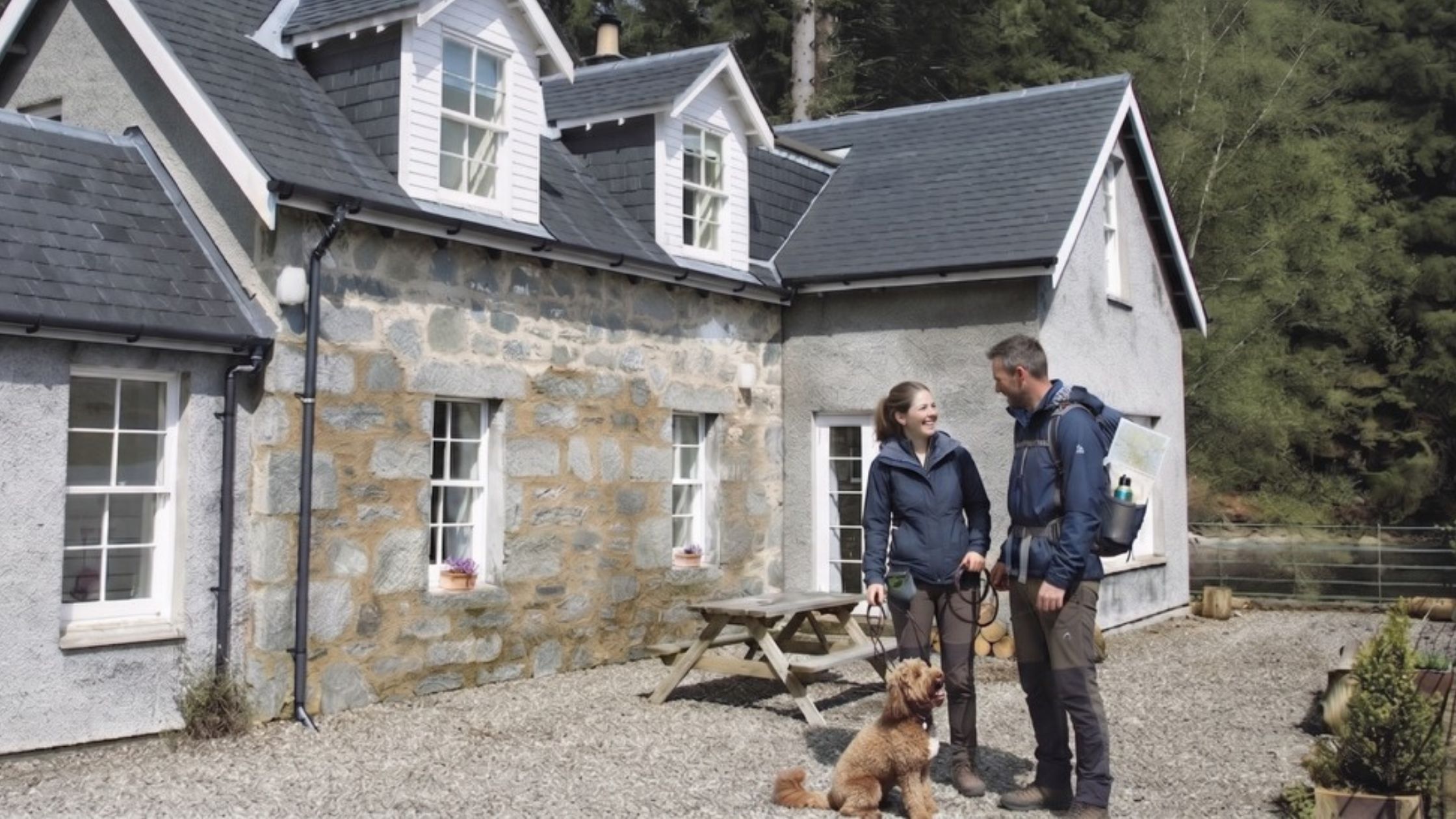 Exterior of Old Smiddy dog friendly self-catering cottage on Loch Katrine