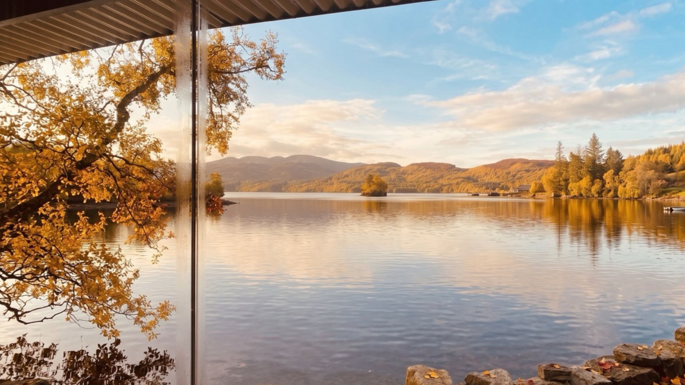 Our Sauna has fantastic views over Loch Katrine, perfect for an autumn reset